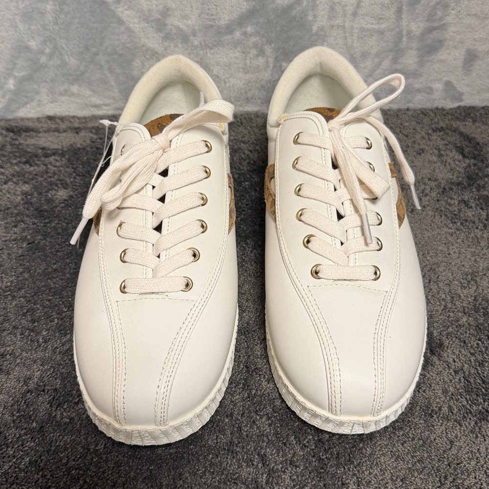 Tretorn Nylite Plus White Leather Sneakers with Leopard Details, Size 9 NWT! - Picture 6 of 7